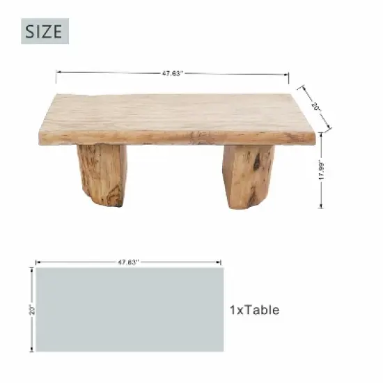 Moda Furnishings 47.6'' Outdoor Terrafab Coffee Table with Faux Wood Finish image {3}
