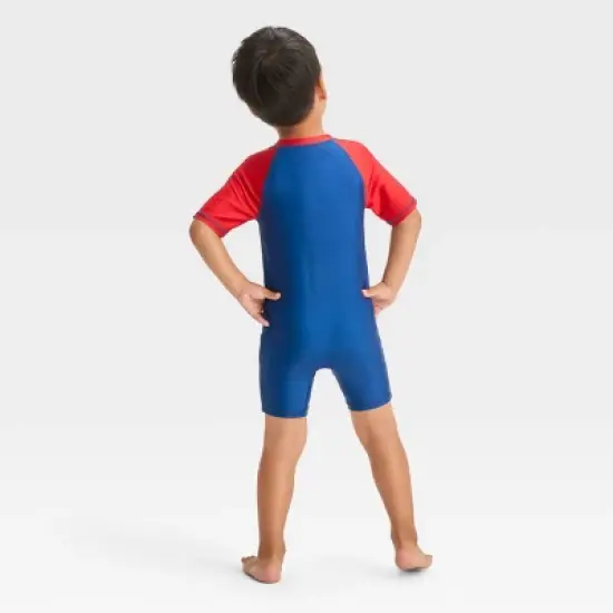 Toddler Boys' Marvel Spider-Man One Piece Rash Guard - Red image {2}