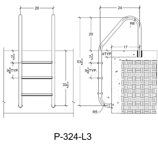 Saftron 3 Rung Step Ladder Metal Swimming Pool Handrail with Polymer Coat Finish for Fresh and Saltwater Inground Pool, White image {5}