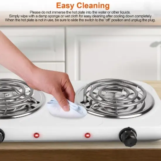Mojgar Electric Double Burner Portable Coil Heating Hot Plate Stove Countertop image {7}