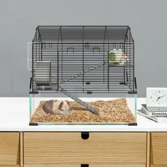 3-Tier Hamster Cage for Syrian & Dwarf Hamsters, Multi-Level Small Animal Habitat with Silent Spinner Wheel, Chew-Proof Water Bottle & Feed Bowl image {5}