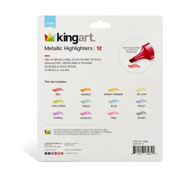 KINGART Highlighters 12 Metallic Colors image {4}