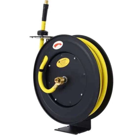 Retractable Air Hose Reel, 1/2"x50' Heavy Duty Steel Reel, Auto Rewind Air Hose Reel, Industrial Grade Rubber Hose image {5}