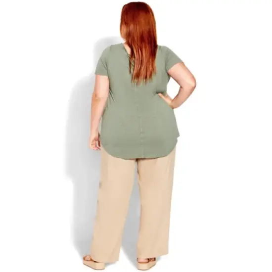 Women's Plus Size Slub Tee - light green | EVANS image {1}