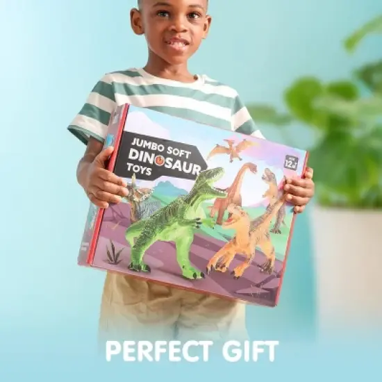 Joyfy Big Dinosaur Toys for Toddlers, Realistic Jurassic World Toys, 6Pcs Dinosaur Action Figures with an Educational Book, Gift for Kids Ages 1-5 image {6}