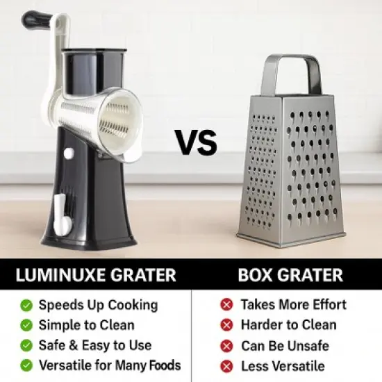 Rotary Cheese Grater with Handle, Manual Cheese Shredder Strong Suction Base. Kitchen Mandoline Vegetable Slicer. Grater for Fruit, Vegetables, Nuts image {2}