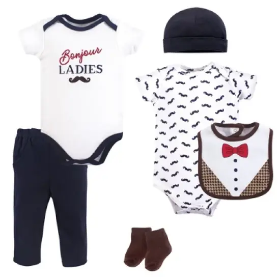 Hudson Baby Infant Boy Cotton Layette Set, Bonjour image {1}