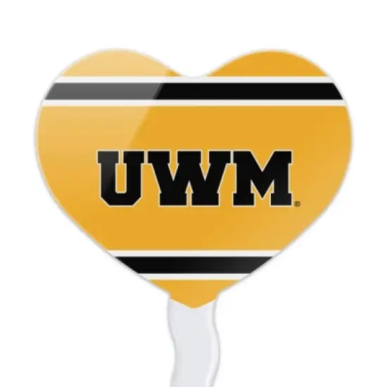 University of Wisconsin Milwaukee Official Stripes Heart Love Cupcake Picks Toppers Decoration Set of 6 image {1}