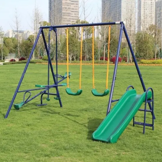 Dexmalle Metal Swing Set w/ Slide image {2}