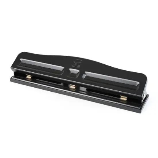 2pk Adjustable 3-Hole Paper Punch Black - Charles Leonard image {1}