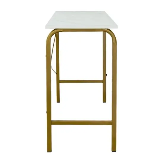 40" Home Office Computer Desk with Metal Base Marble/Brass - Teamson Home image {6}