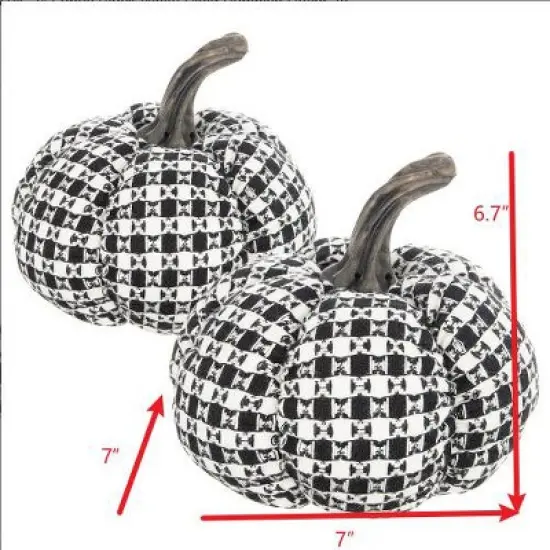 Whisen Fabric Plaid Pumpkin Decor, Holiday Halloween Decoration image {8}