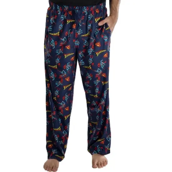 DC Comics Mens Superman All Over Print Loungewear Pajama Pants Blue image {3}