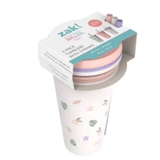 Zak Designs 3pk 25 fl oz Plastic Straw Tumbler Set image {4}