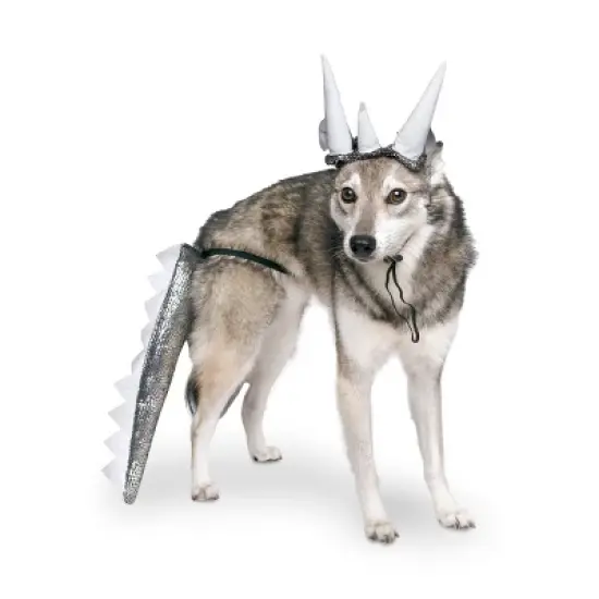 Midlee Dinosaur Dog Headband & Tail Costume image {1}