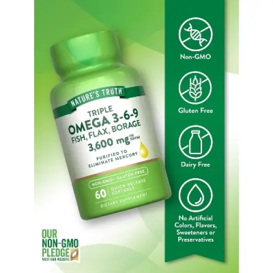 Nature's Truth Triple Omega 3-6-9 | 3600mg | 60 Softgels image {2}