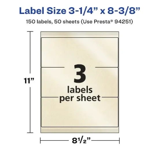 Avery Pearlized Ivory Rectangle Labels with Sure Feed Technology, 3-1/4" x 8-3/8" image {4}