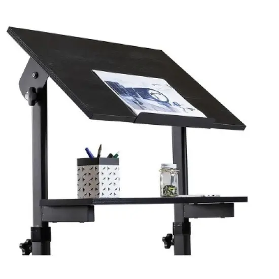 Mount-It! Mobile Stand Up Desk | Portable Podium and Presentation Lectern Height-Adjustable Multi-Purpose Standing Workstation | Black image {5}
