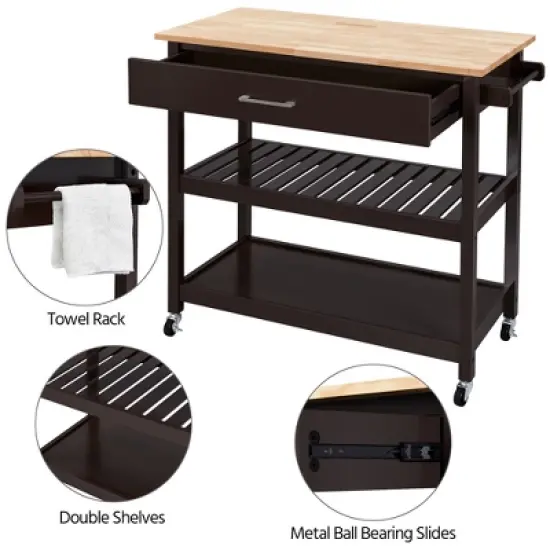Yaheetech Rolling Kitchen Island Microwave Oven Stand with 3 Shelves and Worktop image {3}