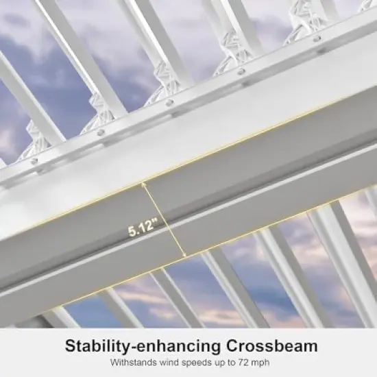 PURPLE LEAF Outdoor Louvered Pergola Aluminum Gazebo Modern White Patio Metal Pergola with Adjustable Rainproof Hardtop for Garden Lawns Yard image {3}