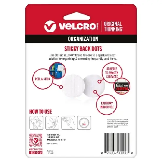 VELCRO 5/8" 75ct Sticky Back&nbsp;Dots Mounting Adhesive for Classroom and Office Organization White image {7}