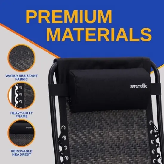 SereneLife Rattan Zero Gravity Lawn Chair - Black image {5}