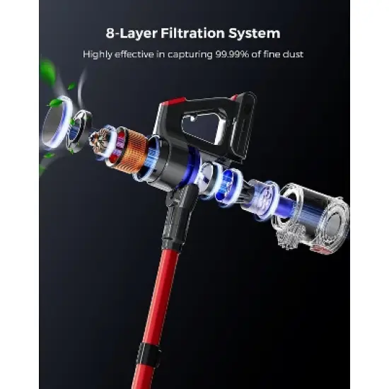 FAPO Cordless Vacuum Cleaner, 48kPa Powerful Stick Vacuum,Lightweight Upright for Home Hard Floor Carpet Pet Hair image {9}