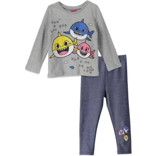 Pinkfong Baby Shark Daddy Shark Mommy Shark Baby Shark Girls Vest T-Shirt and Pants 3 Piece Outfit Set Toddler  image {3}