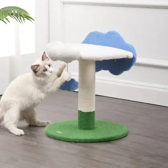Sami Modern Jute Cloud Cat Tree with Scratching Post, and Fuzzy Toy image {6}
