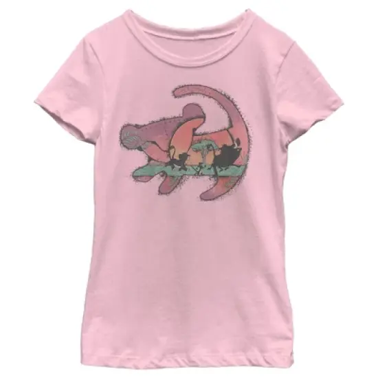 Girl's Lion King Retro Sunset Drawing T-Shirt image {3}
