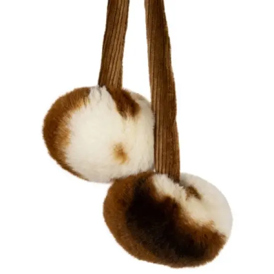Northlight Plush Cowhide Inspired Christmas Stocking with Pom Poms - 20.5" - Brown image {4}