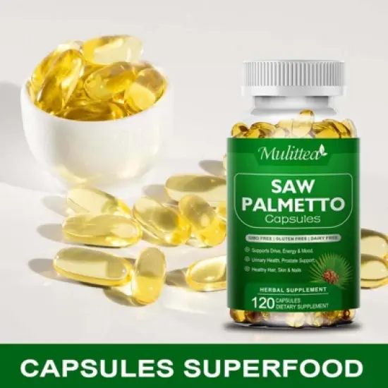 Mulittea Saw Palmetto 500mg Prostate Health Supplements, Hair Loss Prevention for Men and Women, 120ct image {3}