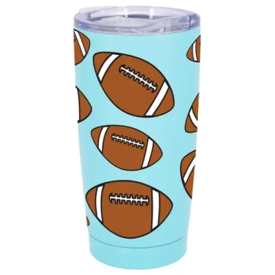 100 North 20 Ounce Stainless Steel On the Go Travel Tumbler With Push Top Lid, Football Teal image {5}
