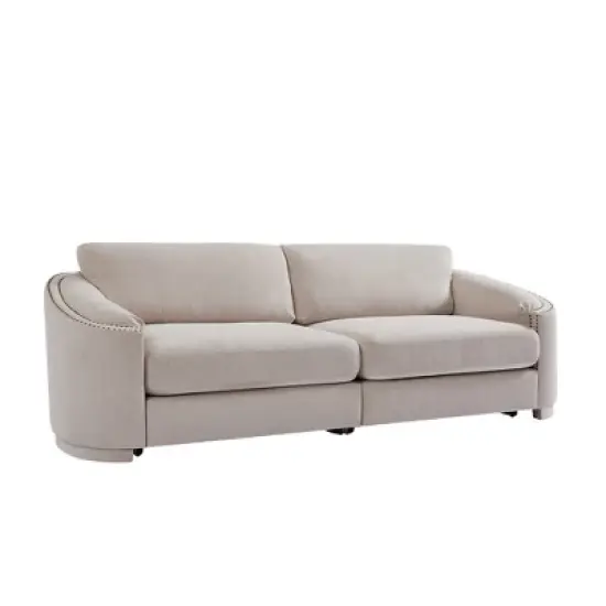 Stylish Sofa with Semilunar Arm, Rivet Detailing, and Solid Frame-ModernLuxe image {3}