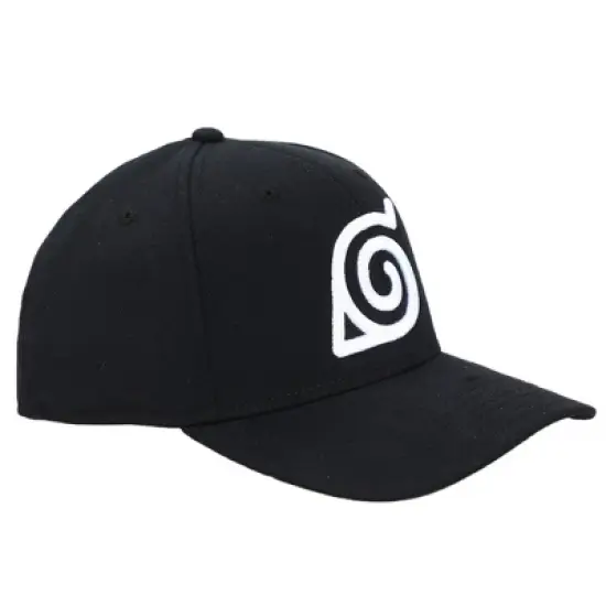Naruto Anime Cartoon Embroidered Symbol Stretch Fit Black Snapback Hat For Men image {2}