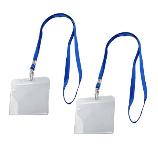 Unique Bargains Office Staff Name Plastic Business ID Card Badge Horizontal Holder Clear 2 Pcs image {3}
