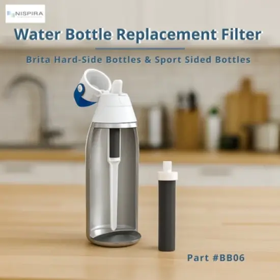 Nispira Activated Carbon Water Bottle Filter Replacement Compatible with Brita BB06 Hard Sided Stainless Steel and Plastic Bottle, 12 Packs image {3}