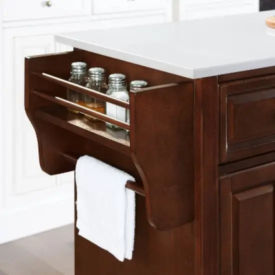 Lafayette Granite White Top Full Size Kitchen Island/Cart Mahogany - Crosley image {8}