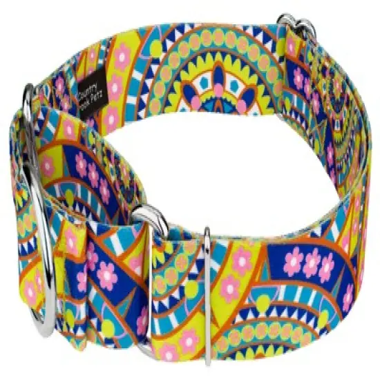 Country Brook Petz 1 1/2 Inch Yellow Boho Mandala Martingale Dog Collar image {3}