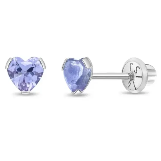 Girls' Tiny CZ Heart Screw Back 14k Gold Earrings - In Season Jewelry image {11}