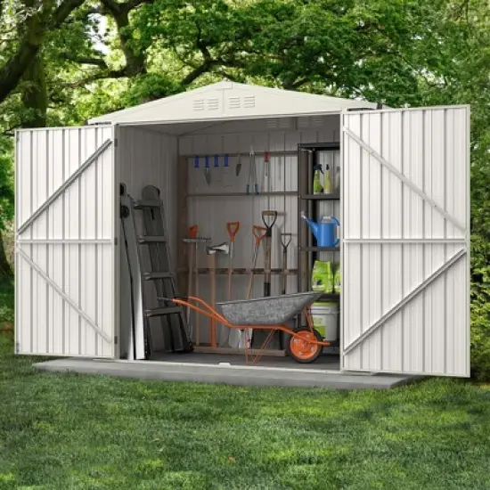 Costway 7 x 4 FT Metal Outdoor Storage Shed Snap-on Structures for Efficient Assembly image {3}