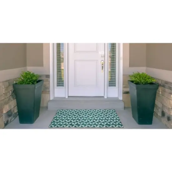 Odessa Washable Outdoor Rug Aqua/Green - Linon image {1}