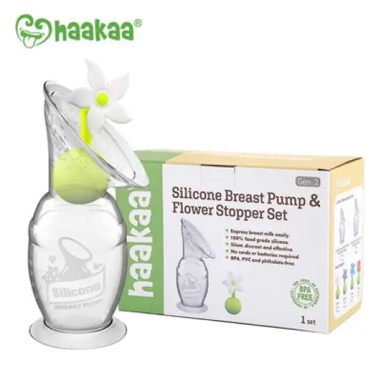 Haakaa Breast Pump with Suction Base and White Flower Stopper - 5oz image {6}
