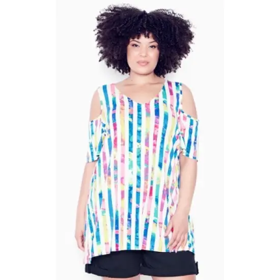 Women's Plus Size Amara Cold Shoulder Tunic - splash stripe | AVENUE image {8}