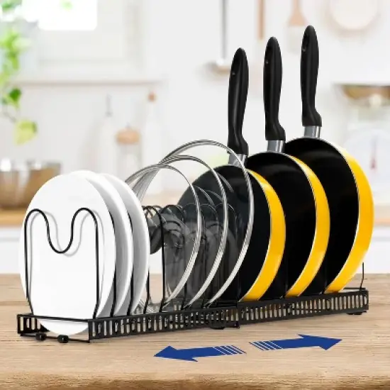 2 Pack Expandable Pot Lid Rack Organizer, Pans Organizer Rack, Pots and Pans Organizer Rack Cookware Set Organizer image {4}