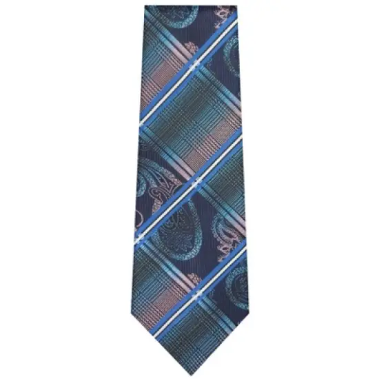 TheDapperTie Men's Royal Blue And Navy Checks Necktie with Hanky image {1}