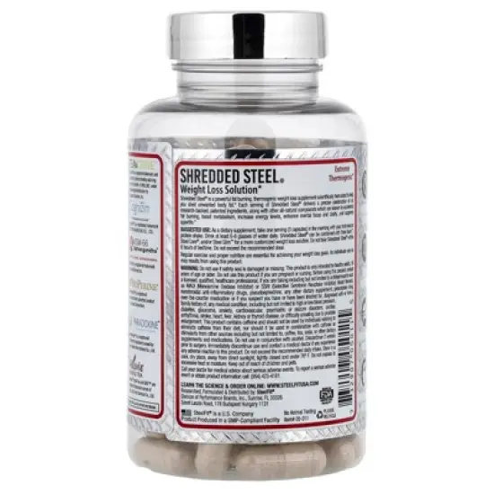 SteelFit Shredded Steel - Extreme Weight Loss Supplement - Thermogenic - Fat Loss - Energy - Boost Metabolism - Appetite Suppressant - Yohimbine - image {2}