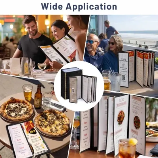 WeChef 30 Pcs Restaurant Menu Covers 8.5x14" 5 Page 10 View & 4.25x14" Half Page Wine List image {2}
