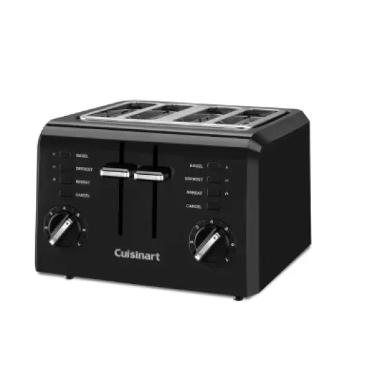 Cuisinart 4-Slice Toaster Black CPT-142BKP1: Adjustable Browning, Reheat & Defrost, Removable Crumb Tray, 1800W image {2}