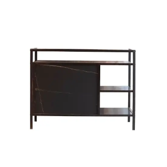 Hidden Litter Box & Coffee Table Furniture | Odor-Controlling Cat Enclosure w/ Storage Shelf | Metal-Wood Cabinet image {4}